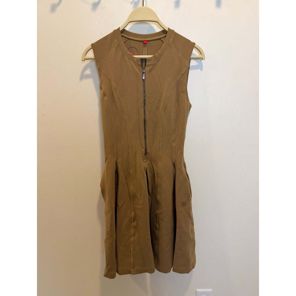Wilson Women’s Tennis Golf Dress Sleeveless Zip Front Brown Taupe Size S